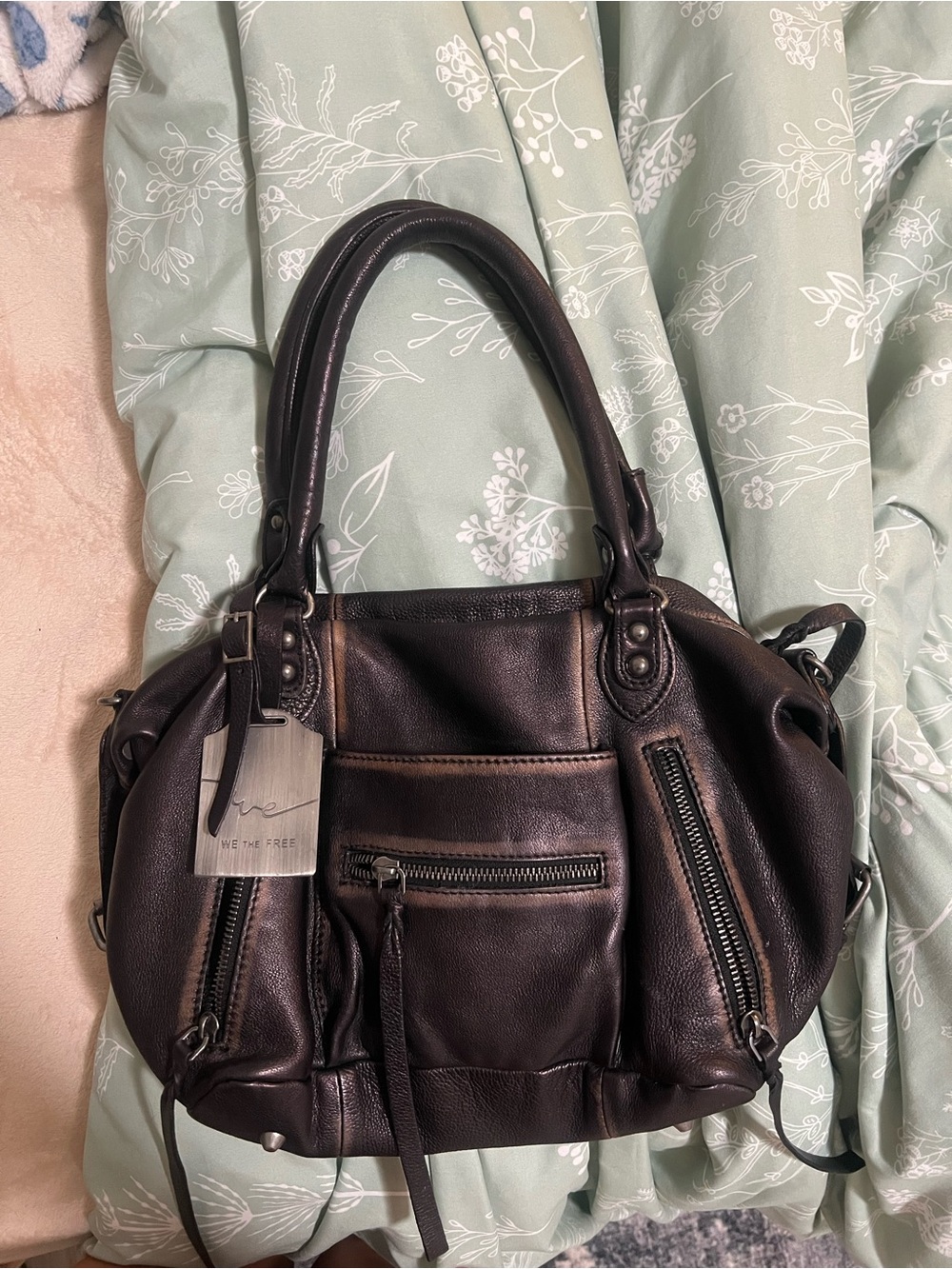 We The Free Black BABY Emerson tote Leather Satchel Bag